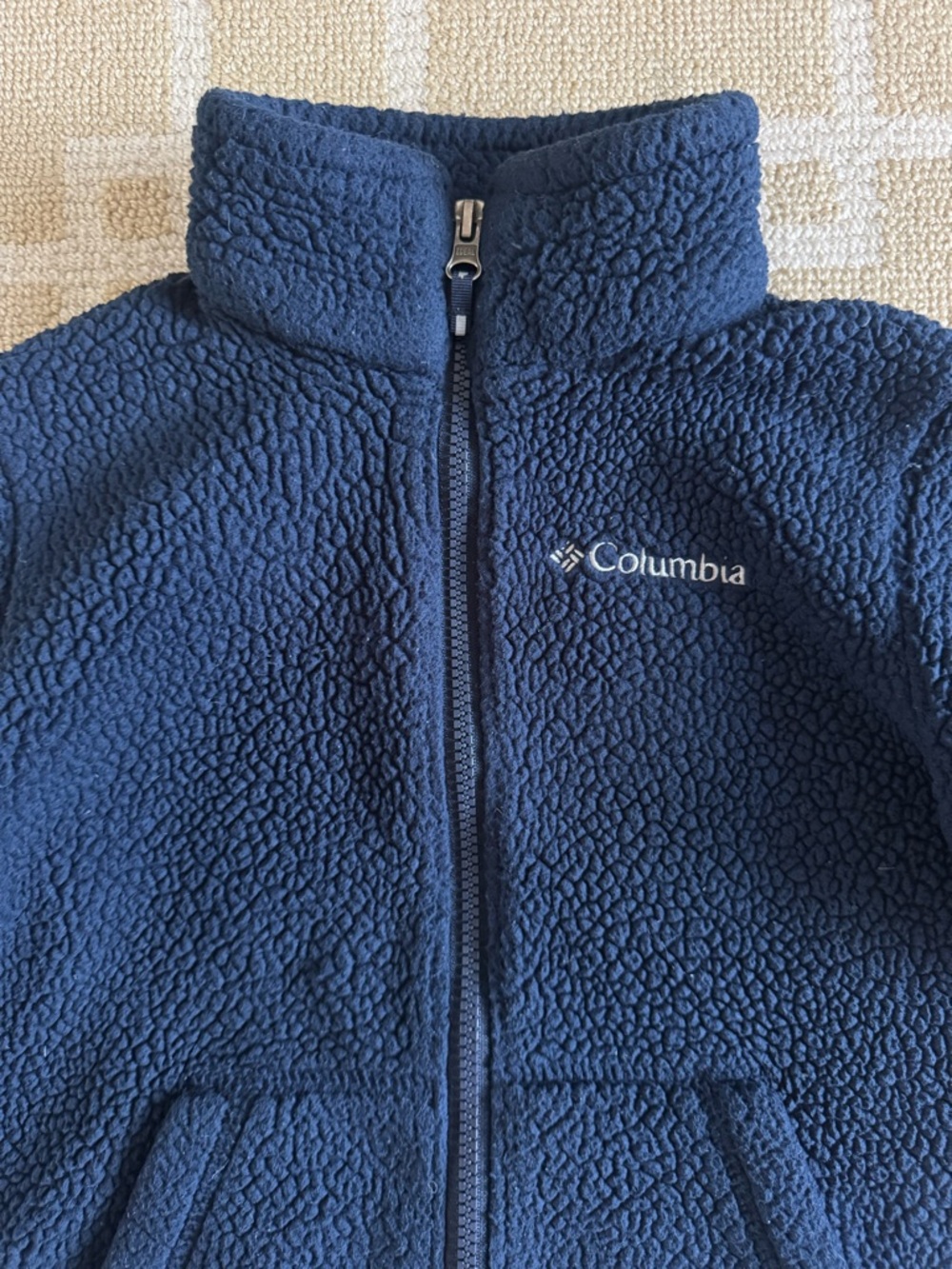 Columbia Sherpa Fleece Jacket Full Zip Navy Cozy Kids Size XS 6/7 - Picture 4 of 12